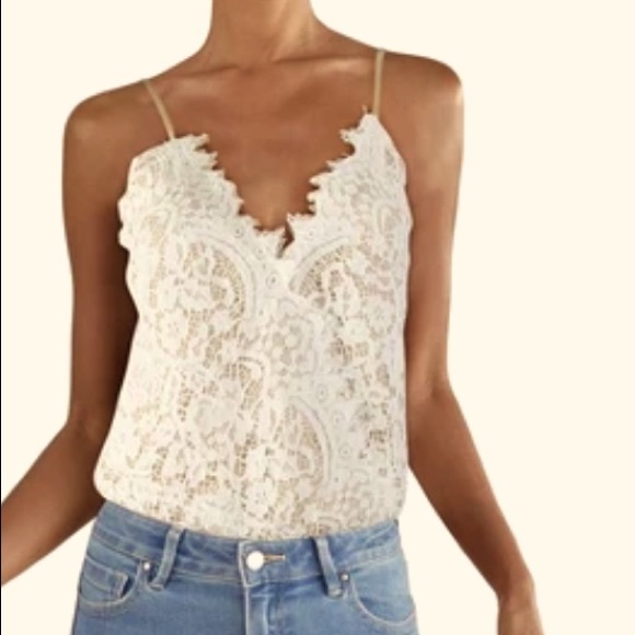 NWT (L) eyelash cream lace light caramel tan bodysuit also in S M L and XL - Picture 3 of 9